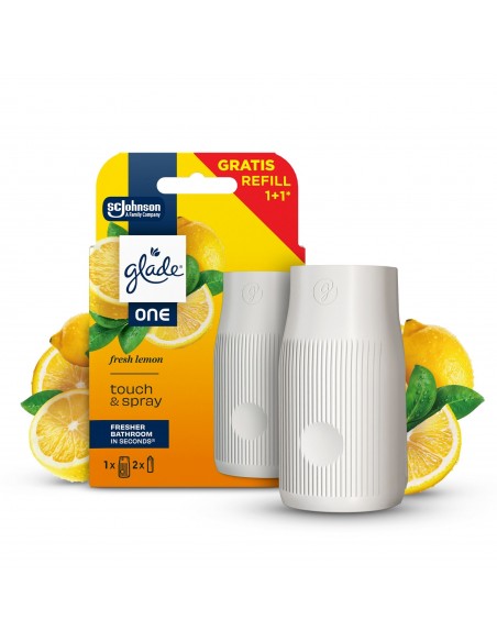 Glade® ONE - Fresh Lemon, cyrtynowy skoncentrowany odświeżacz powietrza touch & spray, urządzenie + 2 zapasy 
