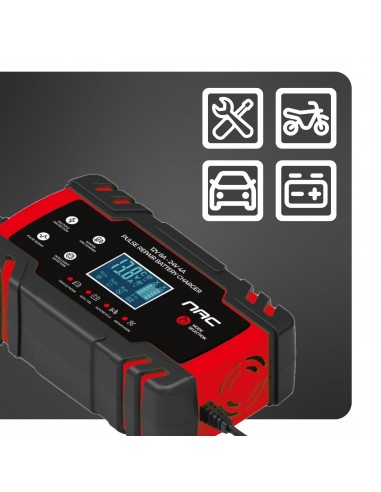 Automatyczny prostownik do akumulatorów inteligentny NAC + ładowarka 12V 24V LCD  5