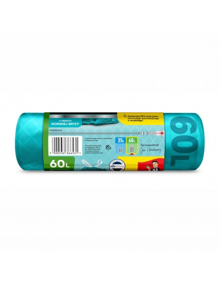 Zapachowe worki na śmieci z taśmą 35 l JAN Niezbędny Magnum Flex Odor Control morska bryza 12 szt.  2