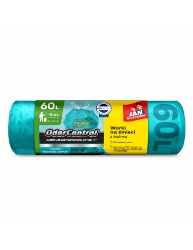 Zapachowe worki na śmieci z taśmą 35 l JAN Niezbędny Magnum Flex Odor Control morska bryza 12 szt. 