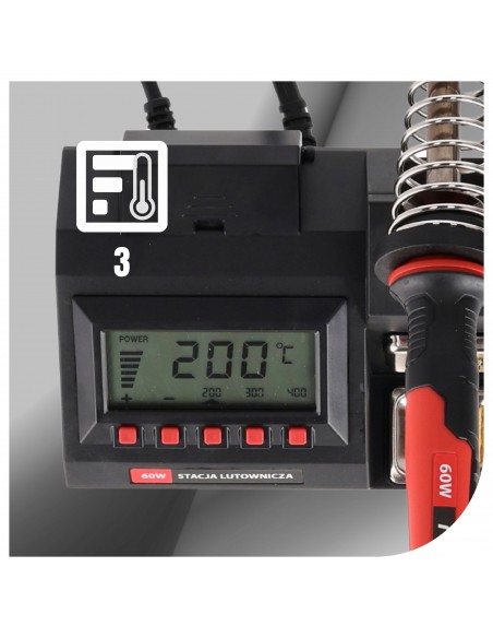 Cyfrowa stacja lutownicza grotowa kolbowa NAC 60W 200-400°C + akcesoria  4