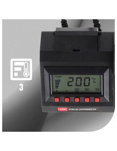 Cyfrowa stacja lutownicza grotowa kolbowa NAC 60W 200-400°C + akcesoria  5