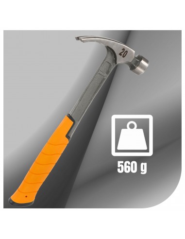 Młotek stolarski stalowy z trzonkiem antywibracyjnym 6G NAC HS-560-FG 560g  3
