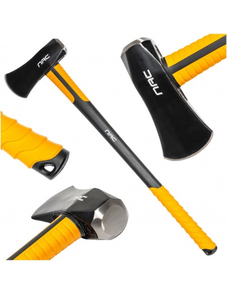 Mocna siekiera-młot rozłupujący z trzonkiem 5G Fiberglass 36″ 3600g NAC HM-360-SS-FG 