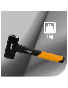 Obustronny masywny młotek kamieniarski z trzonkiem 5G Fiberglass 2000g NAC HM-200-ST-FB  2