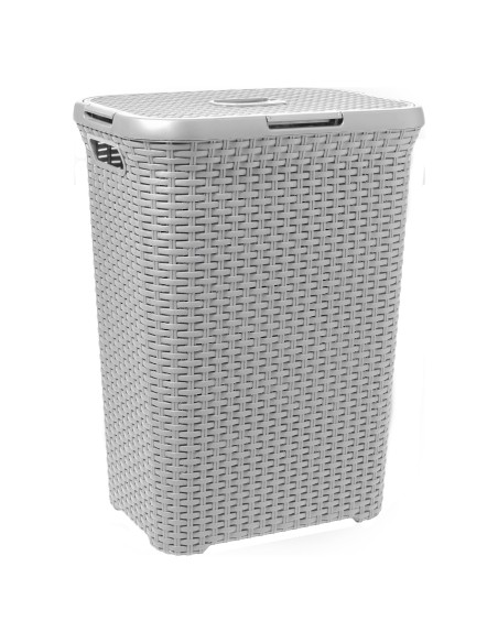 Jasnoszary kosz na pranie 60l Curver Rattan Style 3253920707536 8