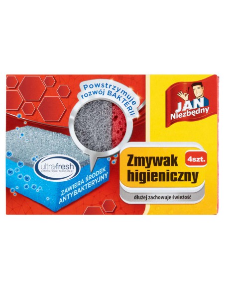 Higieniczny antybakteryjny zmywak 4szt Jan Niezbędny - Gąbki, zmywaki i druciaki Higieniczny antybakteryjny zmywak 4szt Jan Niezbędny 5900536303628 2