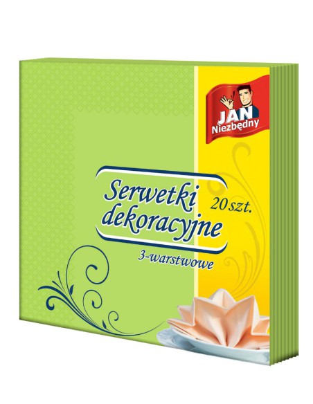 Serwetki dekoracyjne zielone 40x40cm 20szt Jan Niezbędny 5900536263793 2