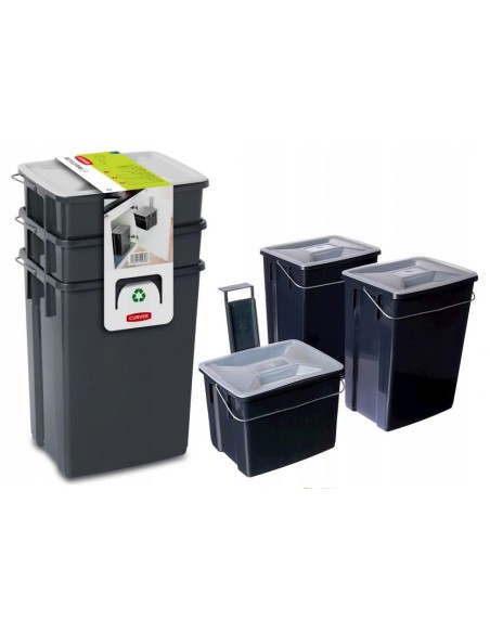 Zestaw koszy na śmieci do segregacji odpadów 2x10l + 6l Curver - Kosze na śmieci Zestaw koszy na śmieci do segregacji odpadów 2x10l + 6l Curver 3253928993030 10