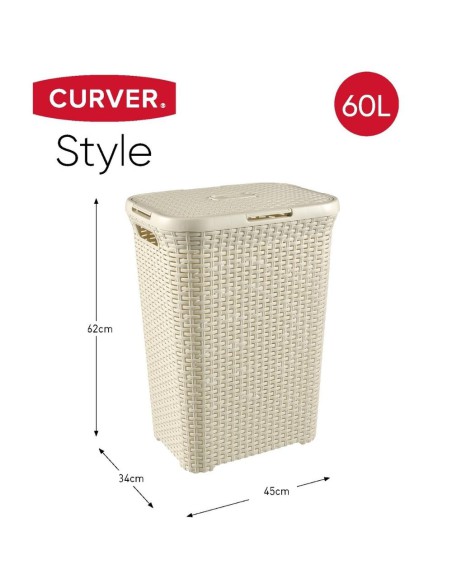 Kremowy 60l kosz na pranie Curver Rattan Style 3253920707000 5