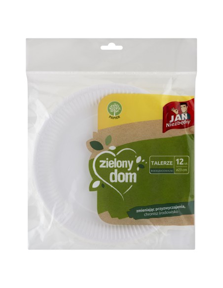Talerze z papieru 23cm 12szt Jan Niezbędny Zielony Dom - Naczynia jednorazowe Talerze z papieru 23cm 12szt Jan Niezbędny Zielony Dom 5900536336381